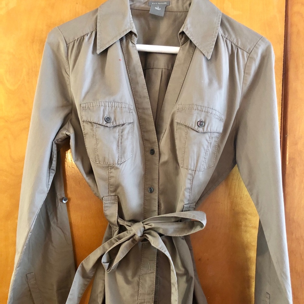 Olive double breasted tie top